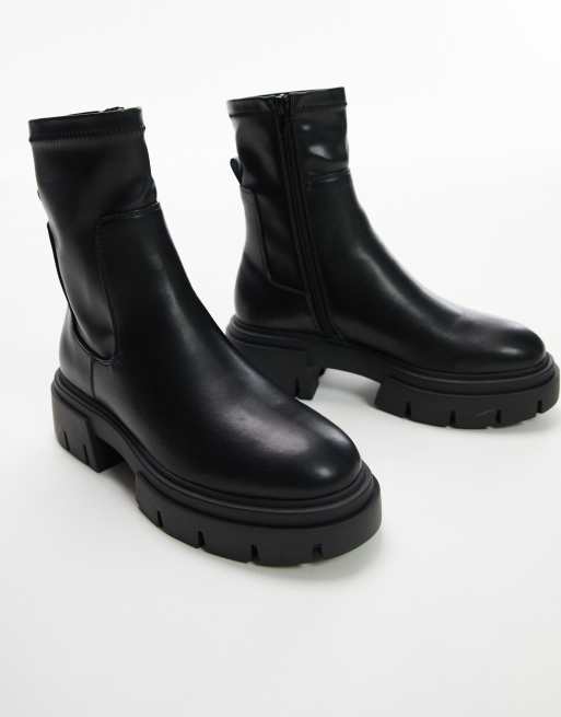 Topshop - Louise - Stivaletti a calza neri con suola spessa e pianta larga, 3 di 4