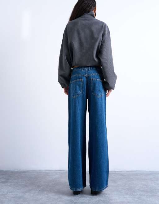 Topshop – Lounge-Jeans in Vintage-Blau mit niedrigem Bund, 2 von 7