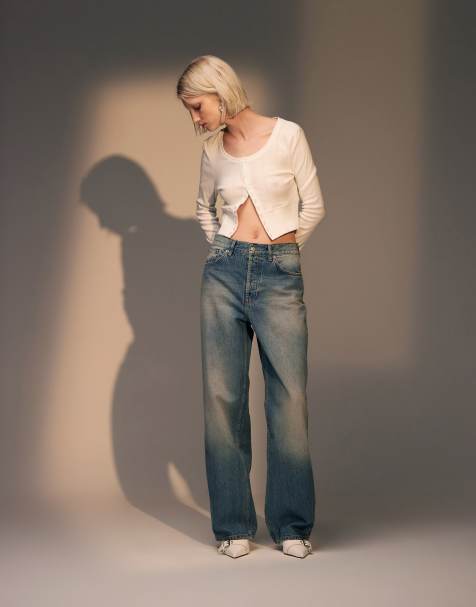 Topshop – Lover – Jeans in Dirty-Mittelblau - view 1