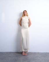 Topshop low armhole maxi occasion dress in oyster