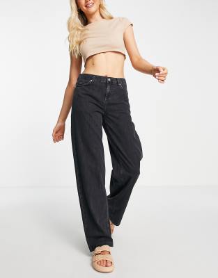 low rise baggy jeans black