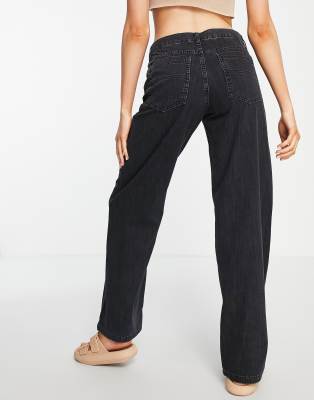 Topshop low-rise Baggy jeans in washed black | ASOS