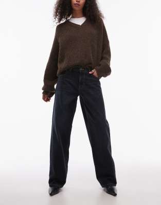 Topshop Low Rise Cinch Jeans In Galaxy-navy