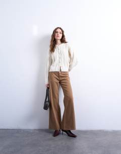 Low rise flared trouser in brown