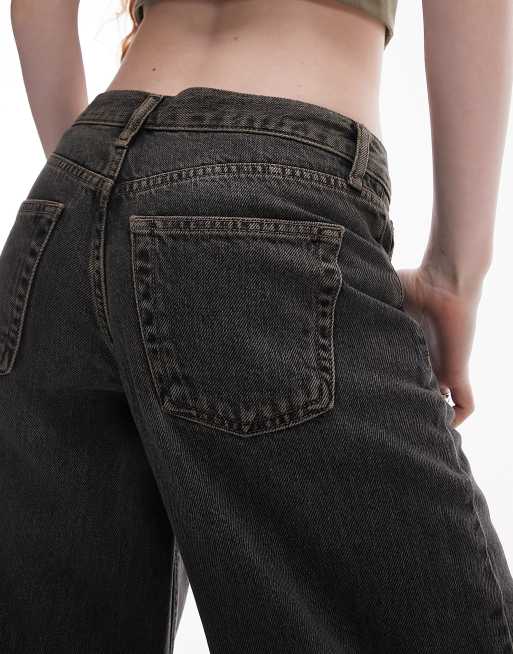 Topshop low rise loose jean in dirty blue, 4 of 5