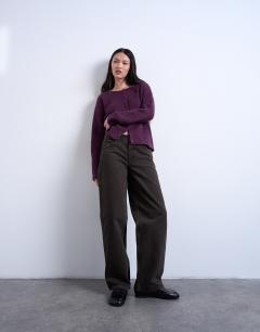 Low rise relaxed jean in chocolate