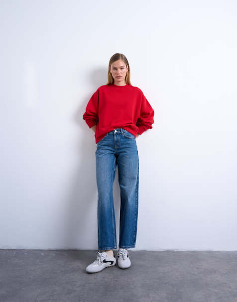Topshop low rise relaxed jeans in vintage blue - view 1