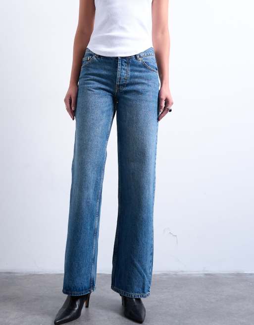 Topshop low rise straight leg jeans in vintage blue, 3 of 5