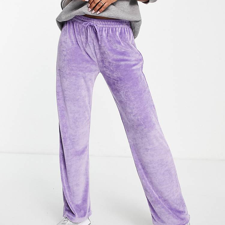 Topshop low rise velour sweatpants in lilac | ASOS