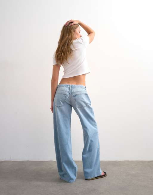Topshop low rise wide leg jean in bleach, 4 of 7