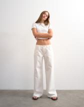 Topshop low rise wide leg jean in bone