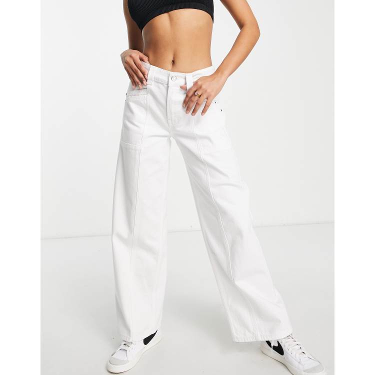 High rise wide leg white clearance jeans