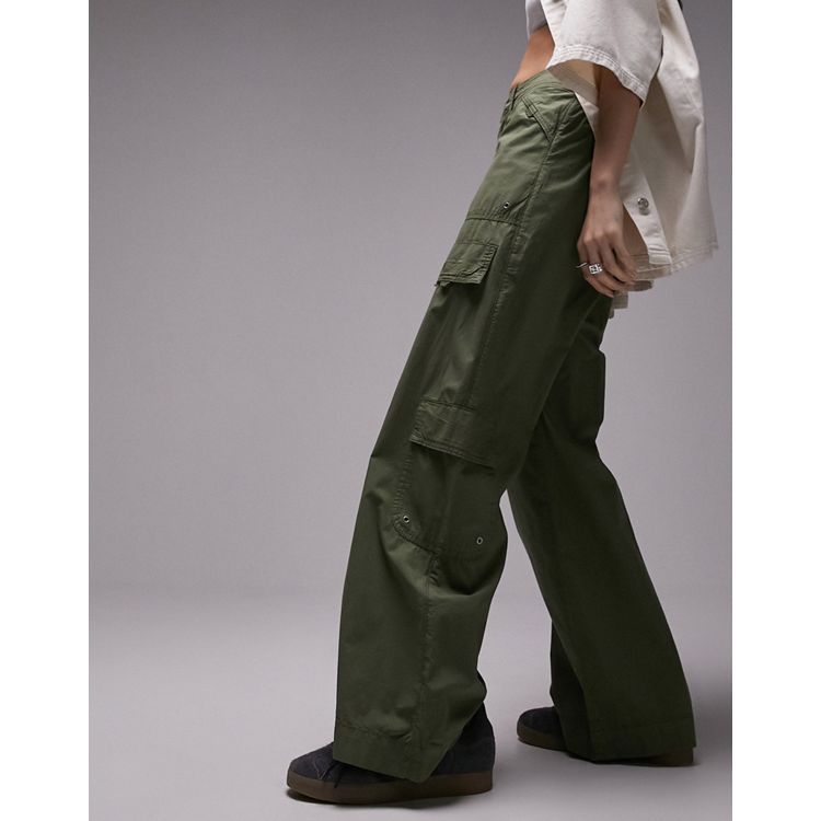 Ruched Low Waist Baggy Cargo Pants Y2K Green/Brown/White Low Waist –  KIWEKIWI