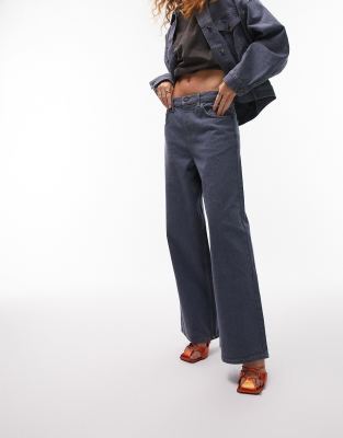 Topshop low slung boyfriend jeans co-ord in blue  - ASOS Price Checker