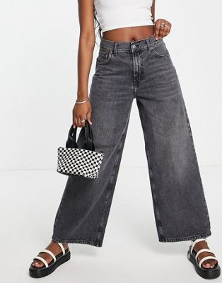 Topshop low slung boyfriend jeans in washed black  - ASOS Price Checker