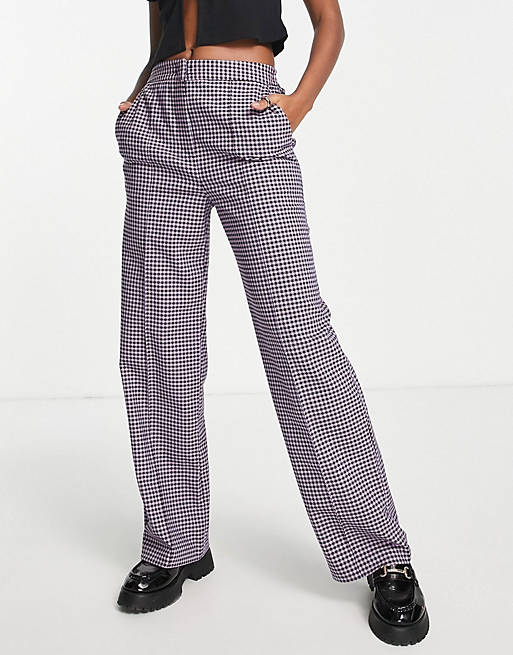 Women Topshop low slung check menzy trouser in multi 