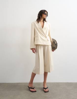 Topshop Low Slung Culotte In Neutral