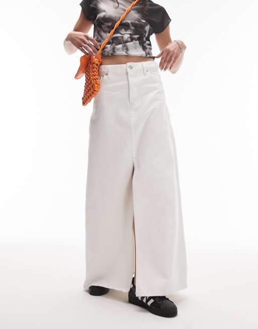 White high outlet rise maxi skirt