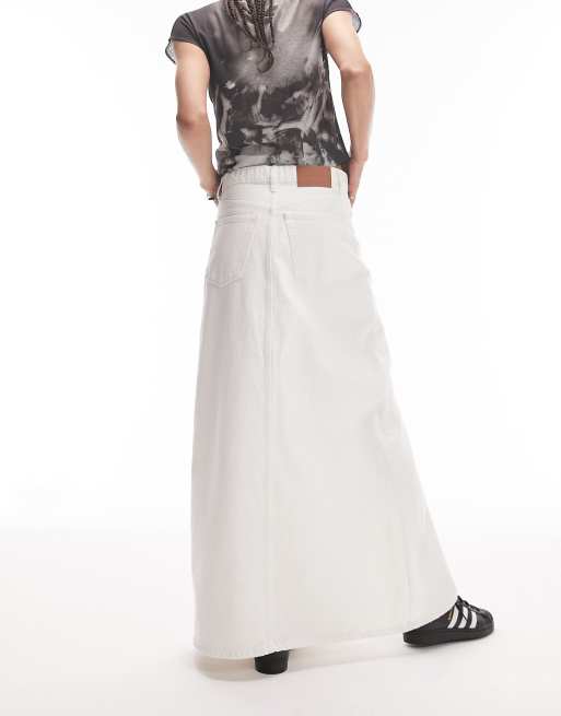 White denim best sale maxi skirt