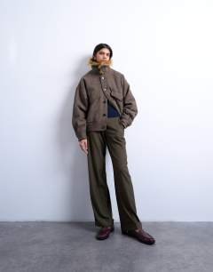 Low slung tailored trouser in green heritage check