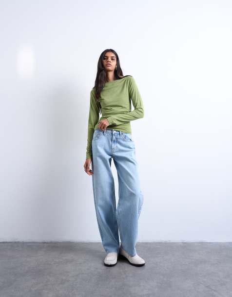 Topshop Lowrie low rise baggy jean in bleach