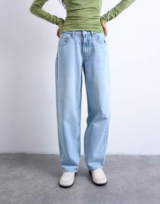 Topshop Lowrie Low Rise Baggy Jeans In Blue