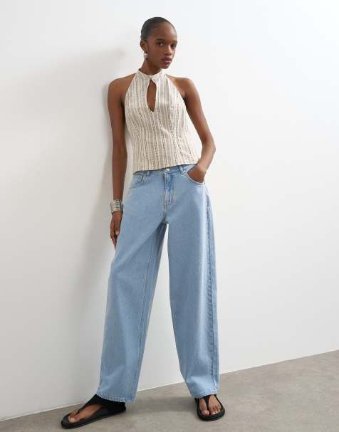 Topshop Lowrie low rise baggy jeans in bleach - view 1