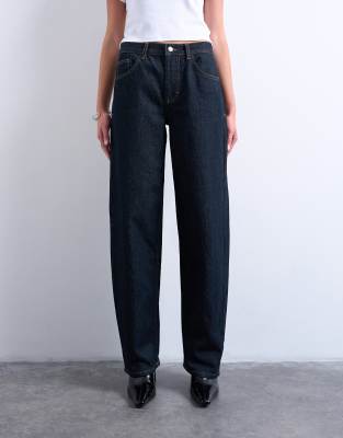 Topshop Lowrie Low Rise Baggy Jeans In Blue