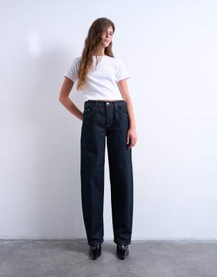 Topshop Lowrie Low Rise Baggy Jeans In Blue