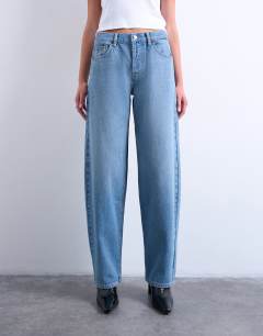 Lowrie low rise baggy jeans in mid blue