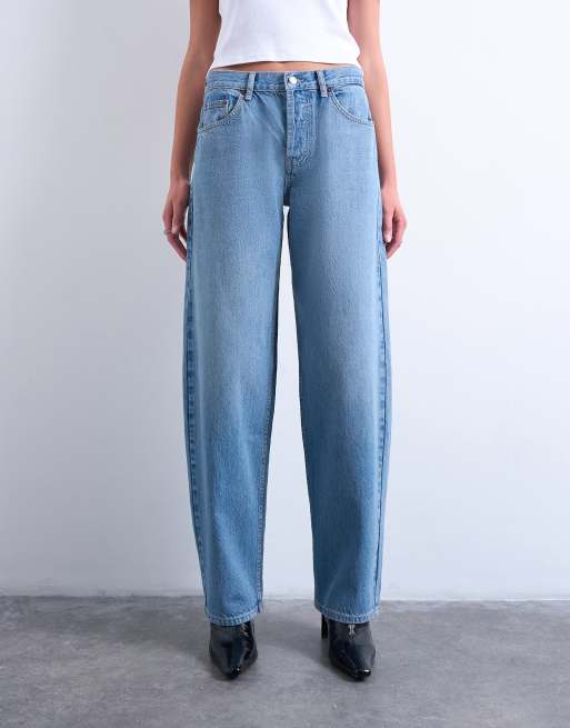 Topshop Lowrie low rise baggy jeans in mid blue