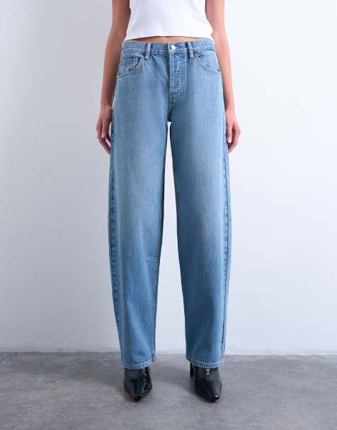 Topshop – Lowrie – Mellanblå, baggy jeans med låg midja - view 1