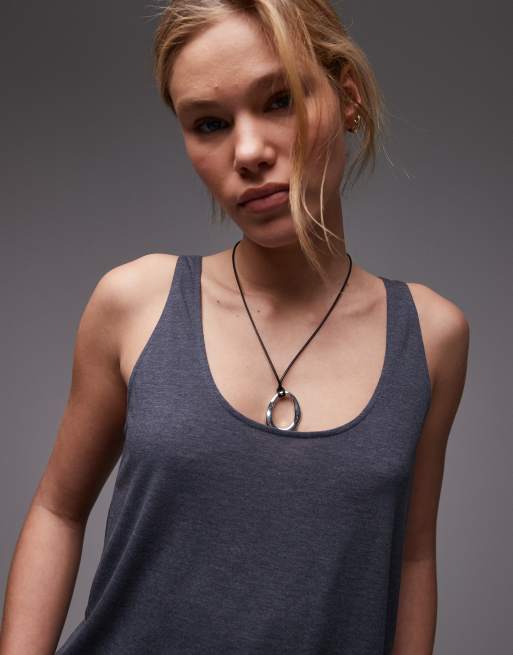 Topshop - Løstsiddende og gråmeleret top med dyb og rund hals, 3 af 4