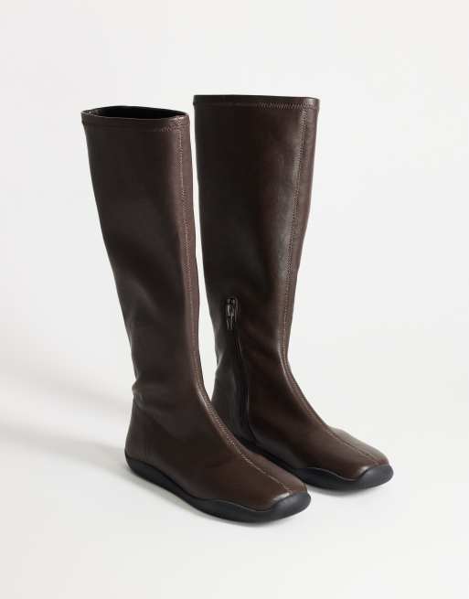 Topshop Luca botte sportive hauteur genou marron chocolat, 2 de 4
