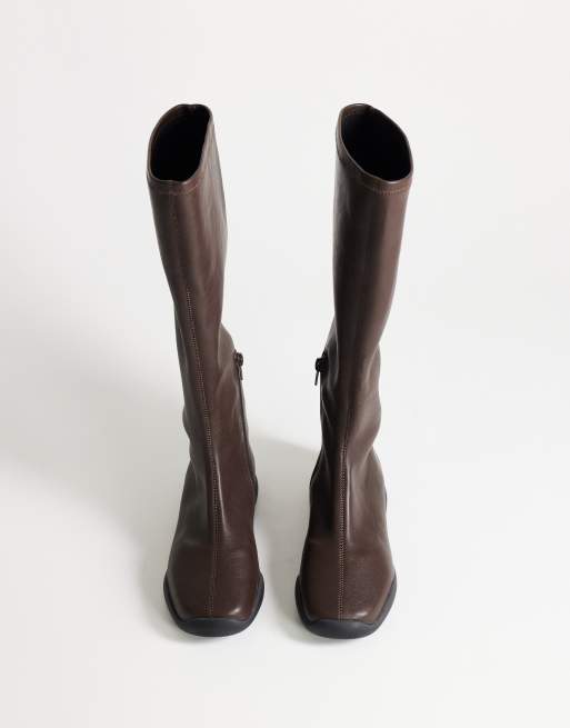 Topshop Luca botte sportive hauteur genou marron chocolat, 3 de 4