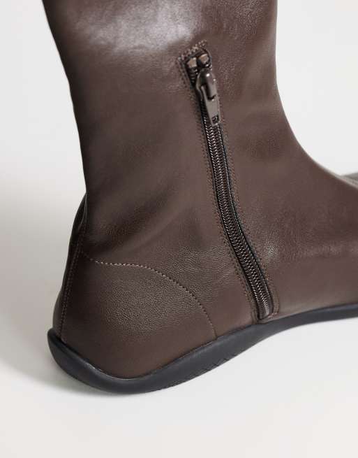 Topshop Luca sportig knähög stövel i choklad, 4 av 4