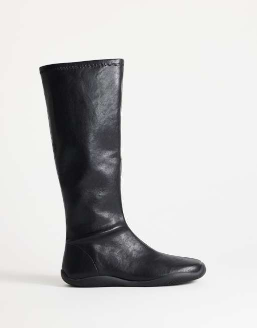 Topshop Luca sporty knæhøj støvle i sort, 1 af 4