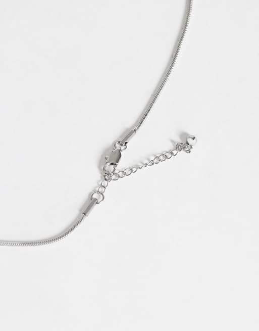 Topshop - Lucas - Collana lariat impermeabile a goccia in argento inossidabile, 3 di 4
