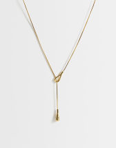 Topshop Lucas waterproof teardrop lariat necklace in stainless gold