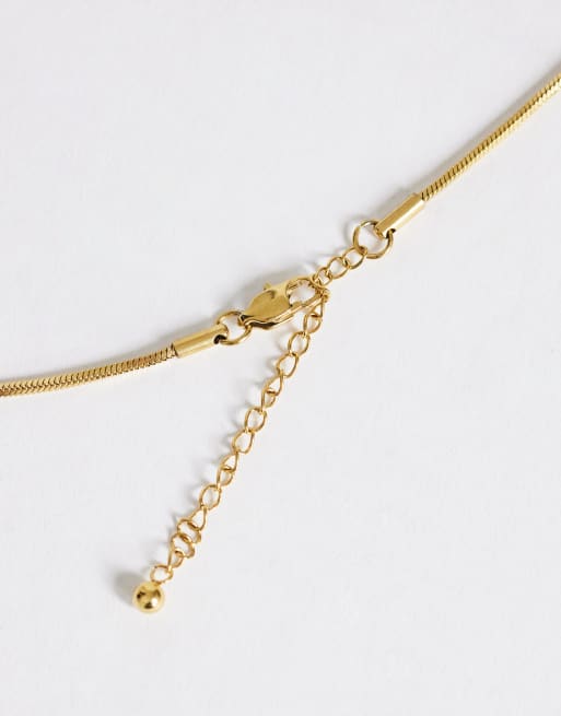 Topshop Lucas waterproof teardrop lariat necklace in stainless gold, 3 of 4