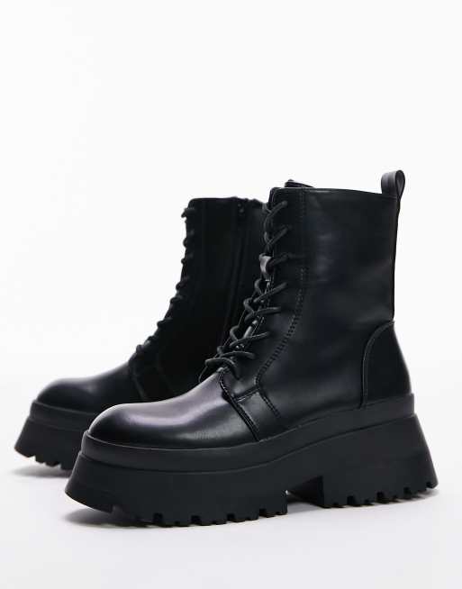 Topshop - Lucy - Stivaletti stringati neri con suola spessa, 2 di 4