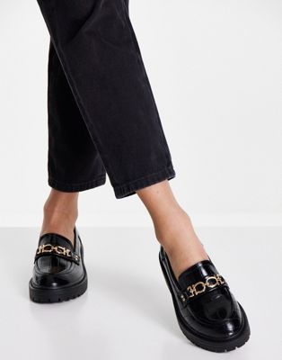 Topshop Luka chain loafer in black