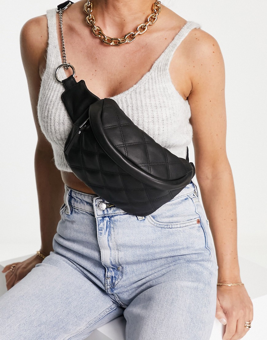 Topshop Lulu quilted fanny pack in black
