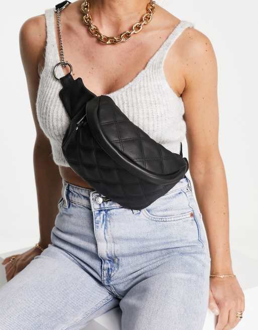 Topshop Lulu quilted fanny pack in black | ASOS