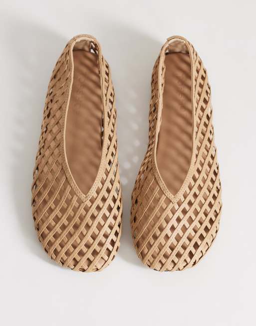 Topshop - Luna - Geweven ballerina's in zandkleur, 2 van 4