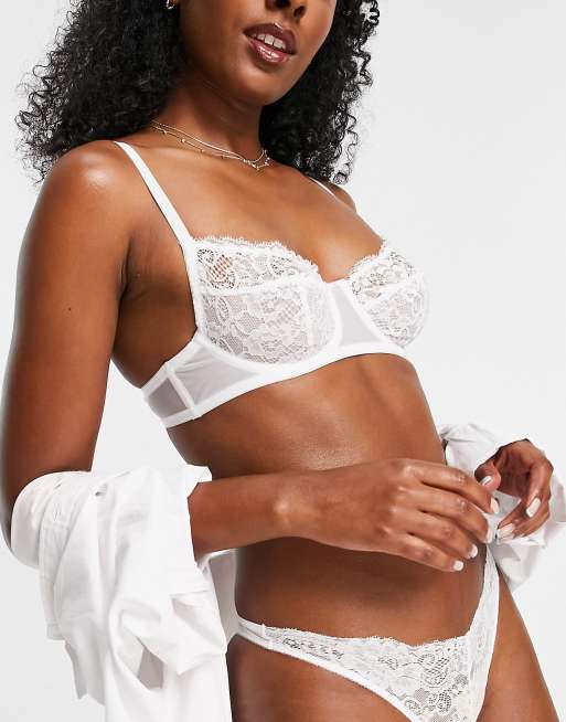 Topshop luna lace lingerie set in white