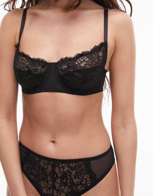 Topshop Luna lace underwire bra in burgundy