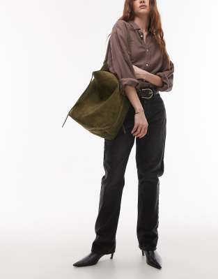 Topshop Luna Suede Leather Tote Bag
