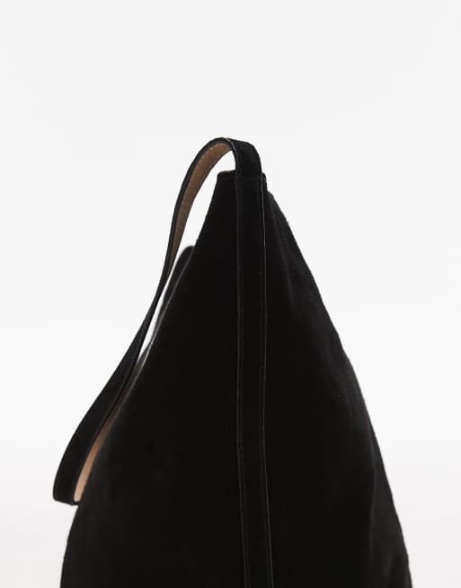 Topshop - Luna - Tote bag en daim et cuir véritable - Noir, 2 de 4
