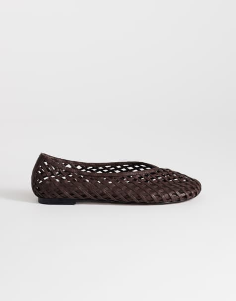 Topshop Luna woven ballet flat in chocolate - view 1